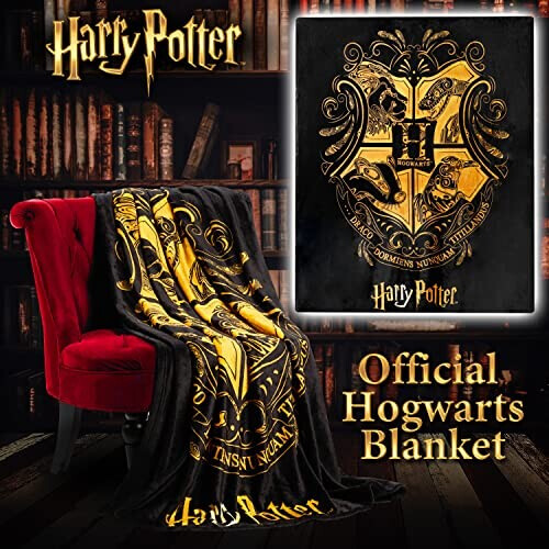 Plaid Poudlard - Harry Potter - noir/jaune polyester 150x130 cm variant 2 