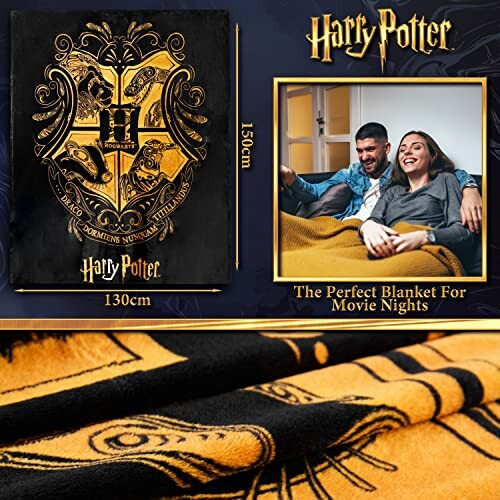 Plaid Poudlard - Harry Potter - noir/jaune polyester 150x130 cm variant 5 