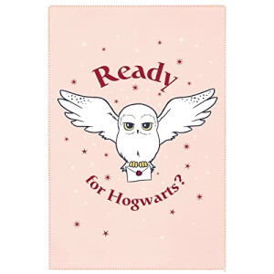 Plaid Poudlard, Hedwige - Harry Potter - rose polyester 110x130 cm