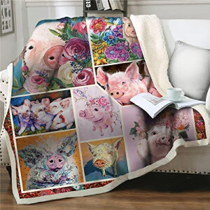 Plaid Cochon rose microfibre 220x270 cm