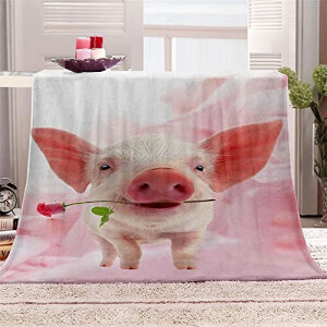 Plaid Cochon rose microfibre 80x120 cm