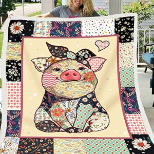 Plaid Cochon fleur 150x200 cm