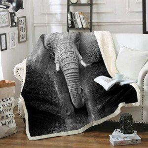 Plaid Éléphant noir laine 130x150 cm