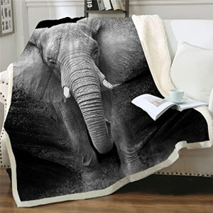 Plaid Éléphant gris microfibre 100x130 cm