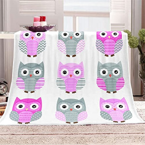 Plaid Hibou gris microfibre 80x120 cm