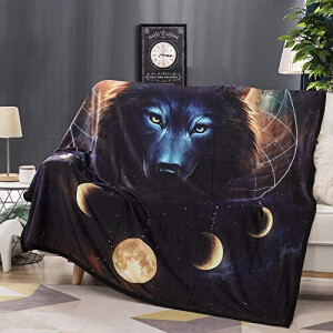 Plaid Lion loup cosmique 150x200 cm