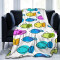 Plaid Poisson bleu microfibre 80x120 cm - miniature