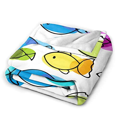 Plaid Poisson bleu microfibre 80x120 cm variant 0 