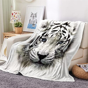 Plaid Tigre blanc microfibre 130x150 cm