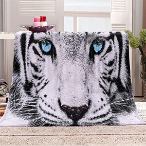 Plaid Tigre blanc microfibre 80x120 cm