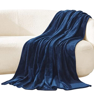 Plaid bleu marin polyester 230x230 cm