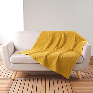 Plaid jaune coton 125x150 cm